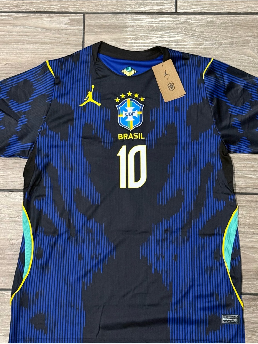 Brazil CBF #10 Men's Soccer Jersey by Jordan - Black & Blue